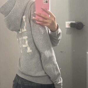 Grey 2000s pink victoria secret zip up